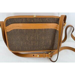 VTG Rare Gucci Brown Canvas Patina Leather Camera Monogram Logo Crossbody Bag
